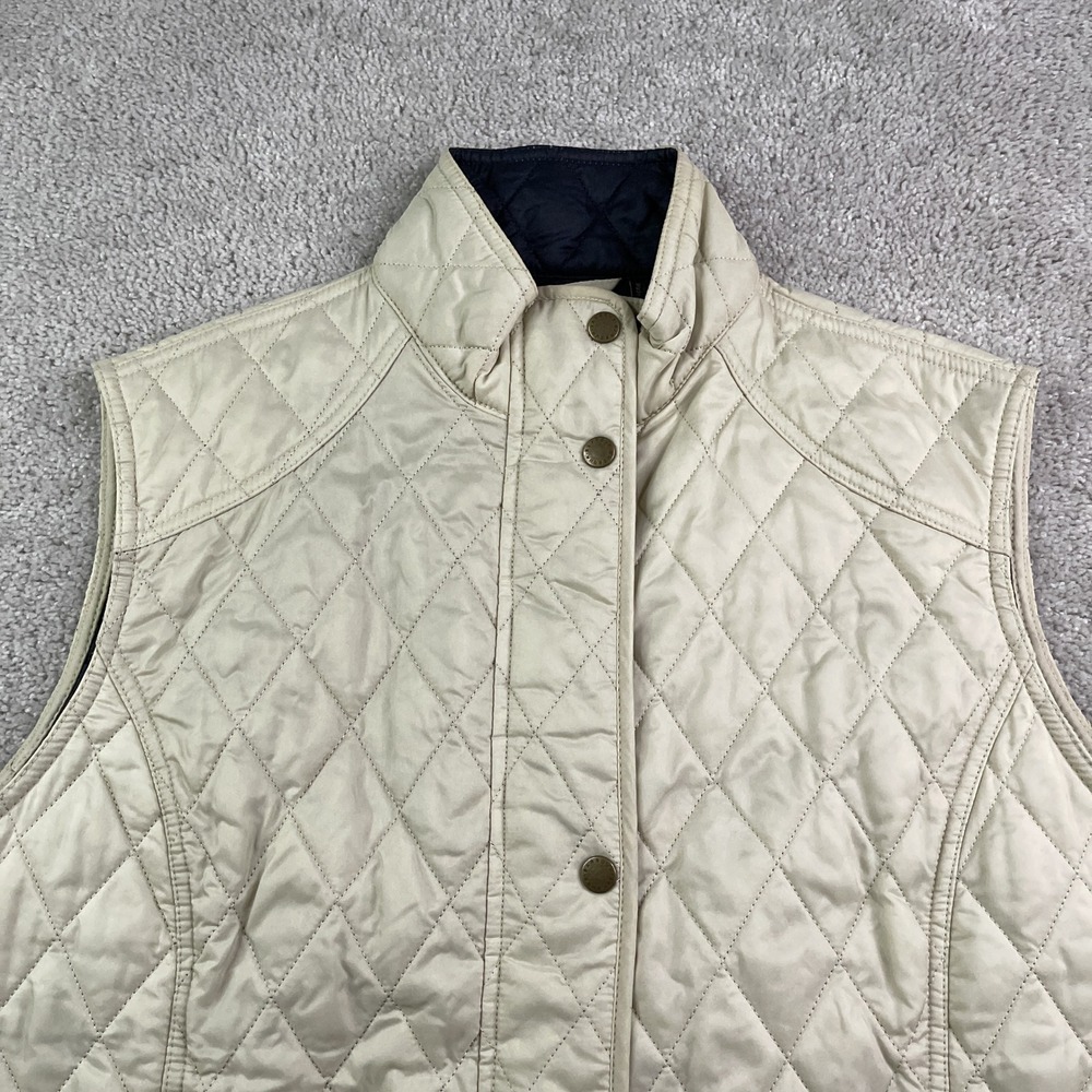 Barbour Vest Womens 16 Tan Quilted Full Zip Snap Front Wray Gilet Equestrian - Picture 2 of 14